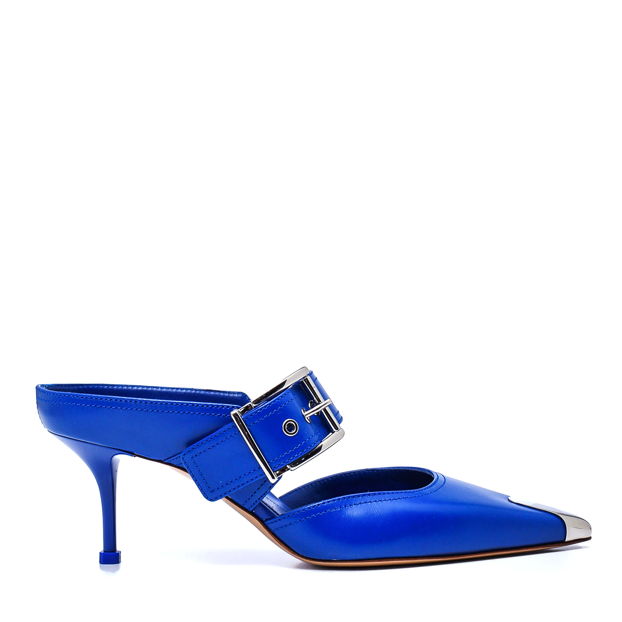 Alexander Mcqueen - Bright Blue Leather 75MM Platform Mules Sandals / 38,5